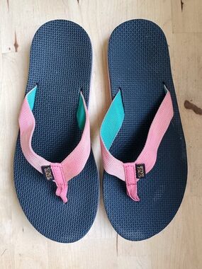 Teva Classic Sport Flip Flops Faded Pink & Teal Retro Beach Sandals Women’s 8-9